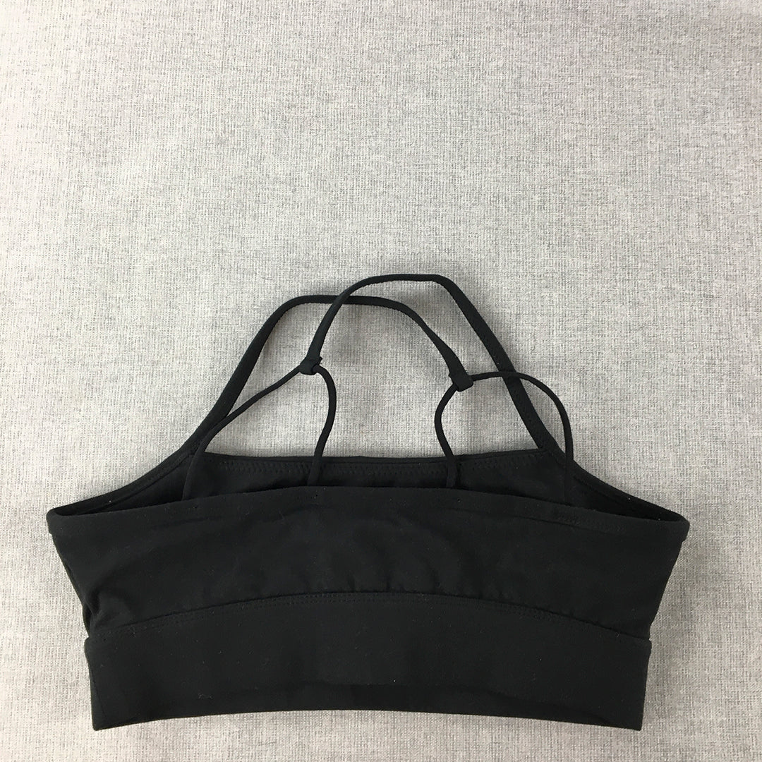 LA Gear Womens Cropped Top Size 8 Black Logo Sleeveless Activewear