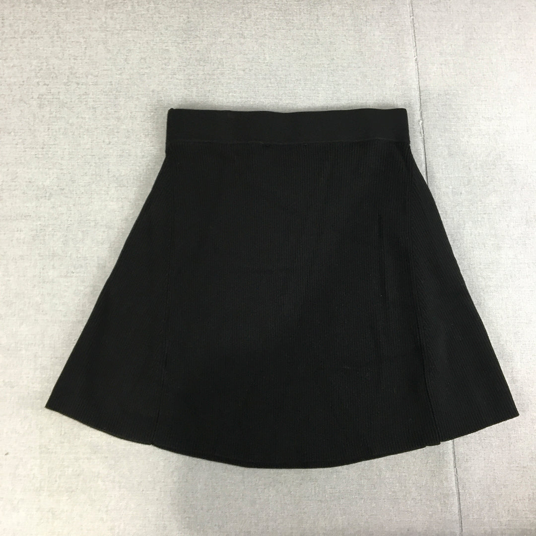 Portmans Womens A-Line Skirt Size S Black Elastic Waist