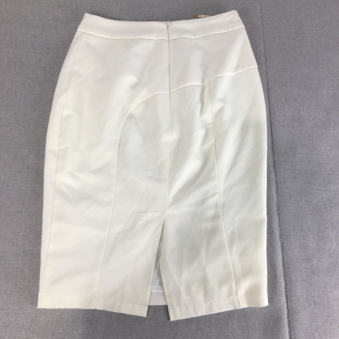 Forcast Womens Midi Skirt Size 8 White Pencil Straight