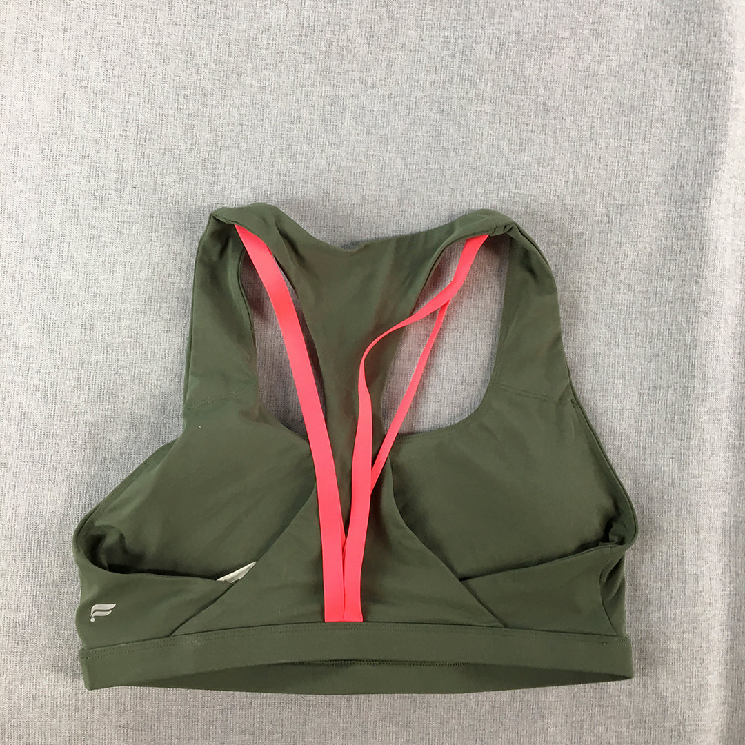 Fabletics Womens Sports Bra Size L Khaki Green Cropped Top