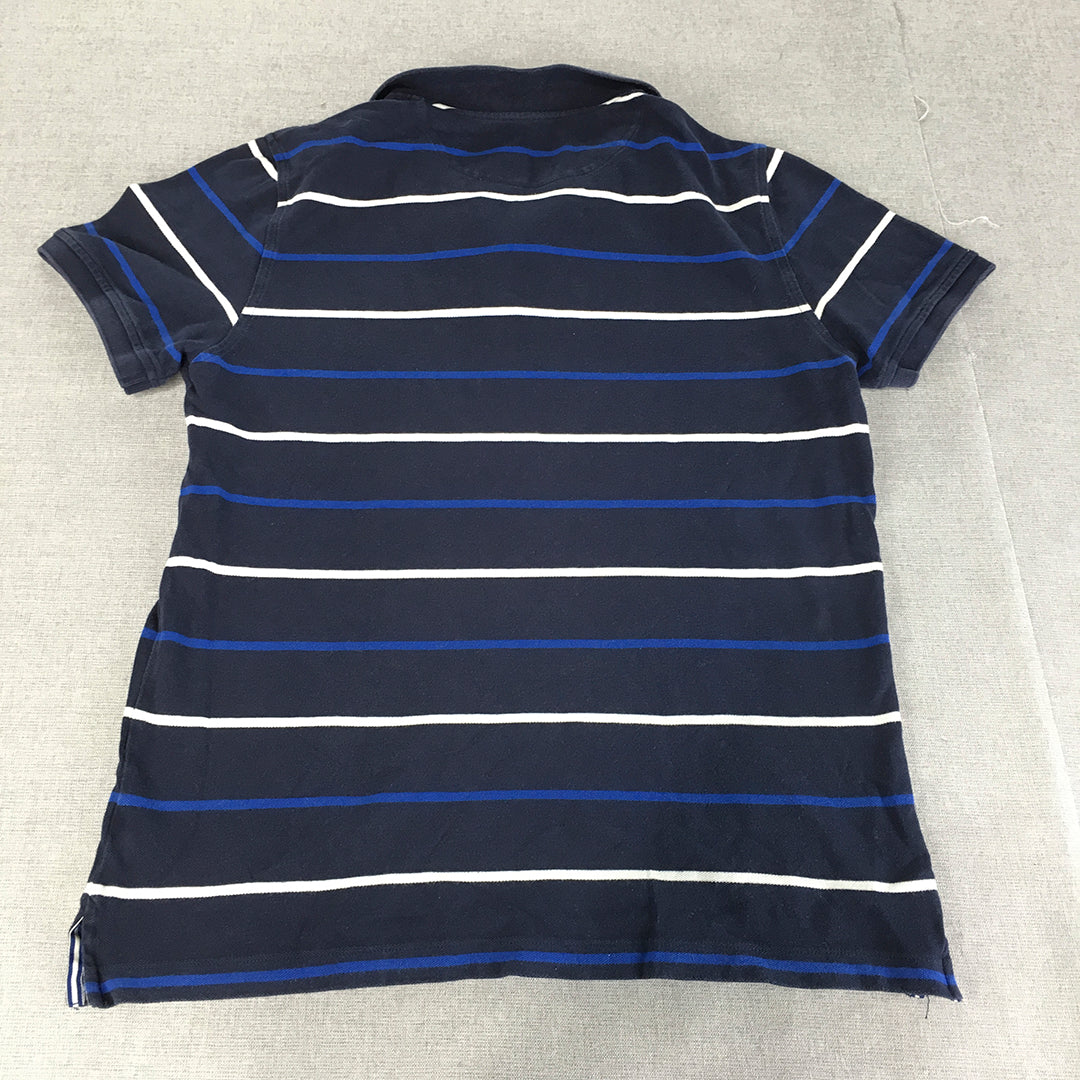 Sportscraft Mens Polo Shirt Size M Blue Striped Short Sleeve Collared Rugby