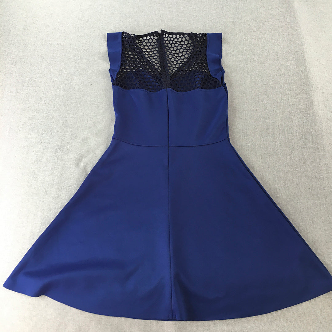 Andrea Womens Mini Dress Size S Blue Fit & Flare Sleeveless Stretch