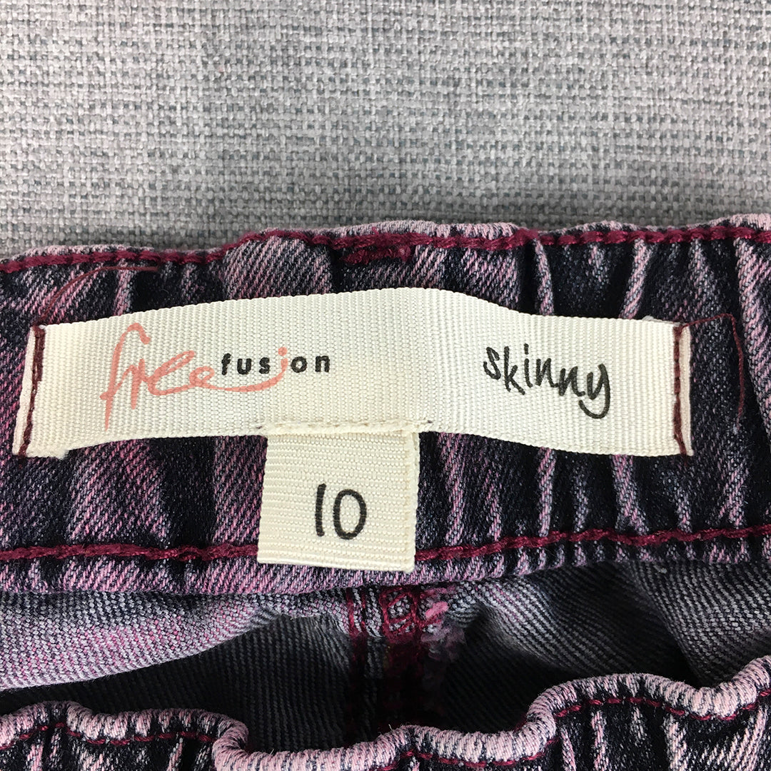 Free Fusion Womens Skinny Jeans Size 10 Purple Stretch Denim Elastic Waist