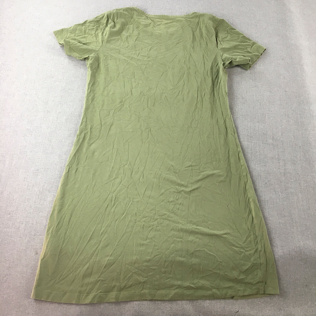 DKNY Sport Womens T-Shirt Dress Size M Green Logo Short Sleeve Mini