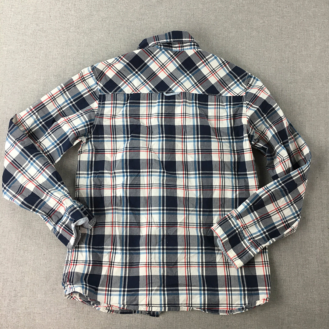 H&M Kids Boys Shirt Size 10 - 11 Years Grey White Checkered Button-Up