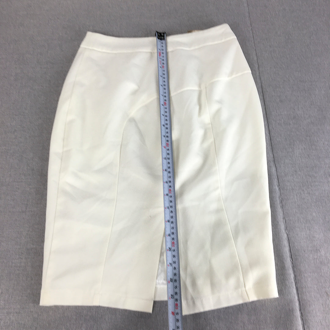 Forcast Womens Midi Skirt Size 8 White Pencil Straight