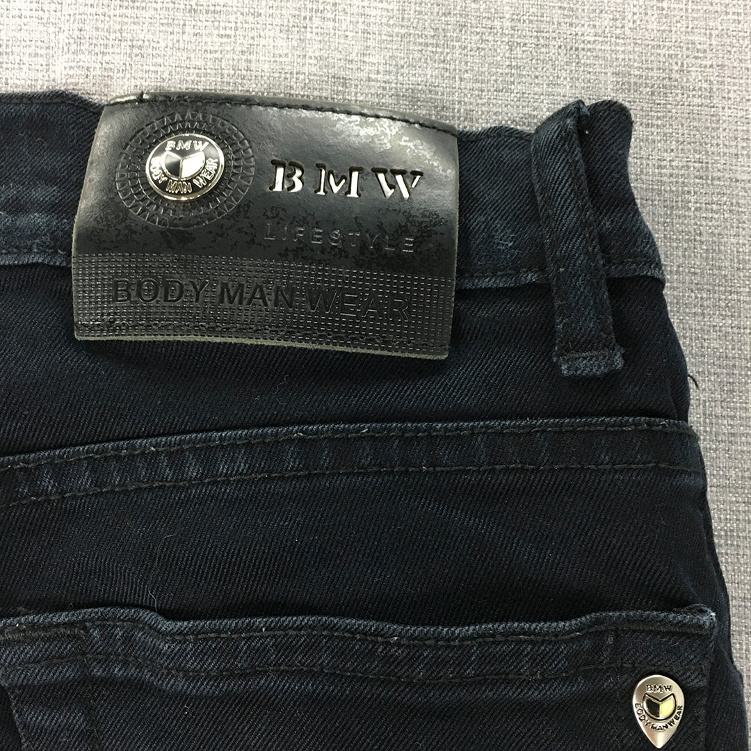 BMW Mens Skinny Jeans Size 28 Black Dark Wash Stretch Denim