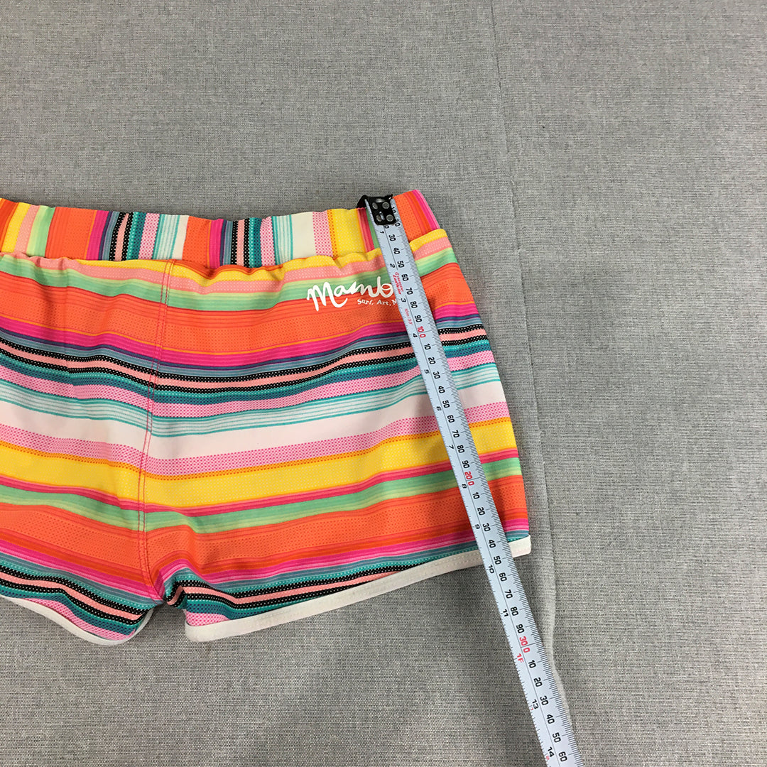 Mambo Kids Girls Beach Shorts Size 16 (Youth XL) Orange Pink Striped Drawstring