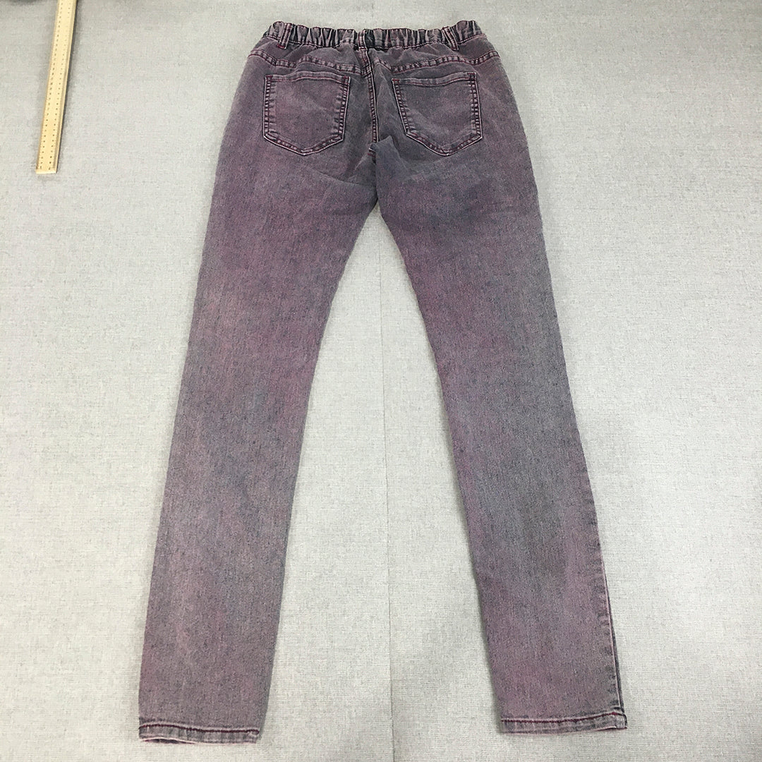 Free Fusion Womens Skinny Jeans Size 10 Purple Stretch Denim Elastic Waist