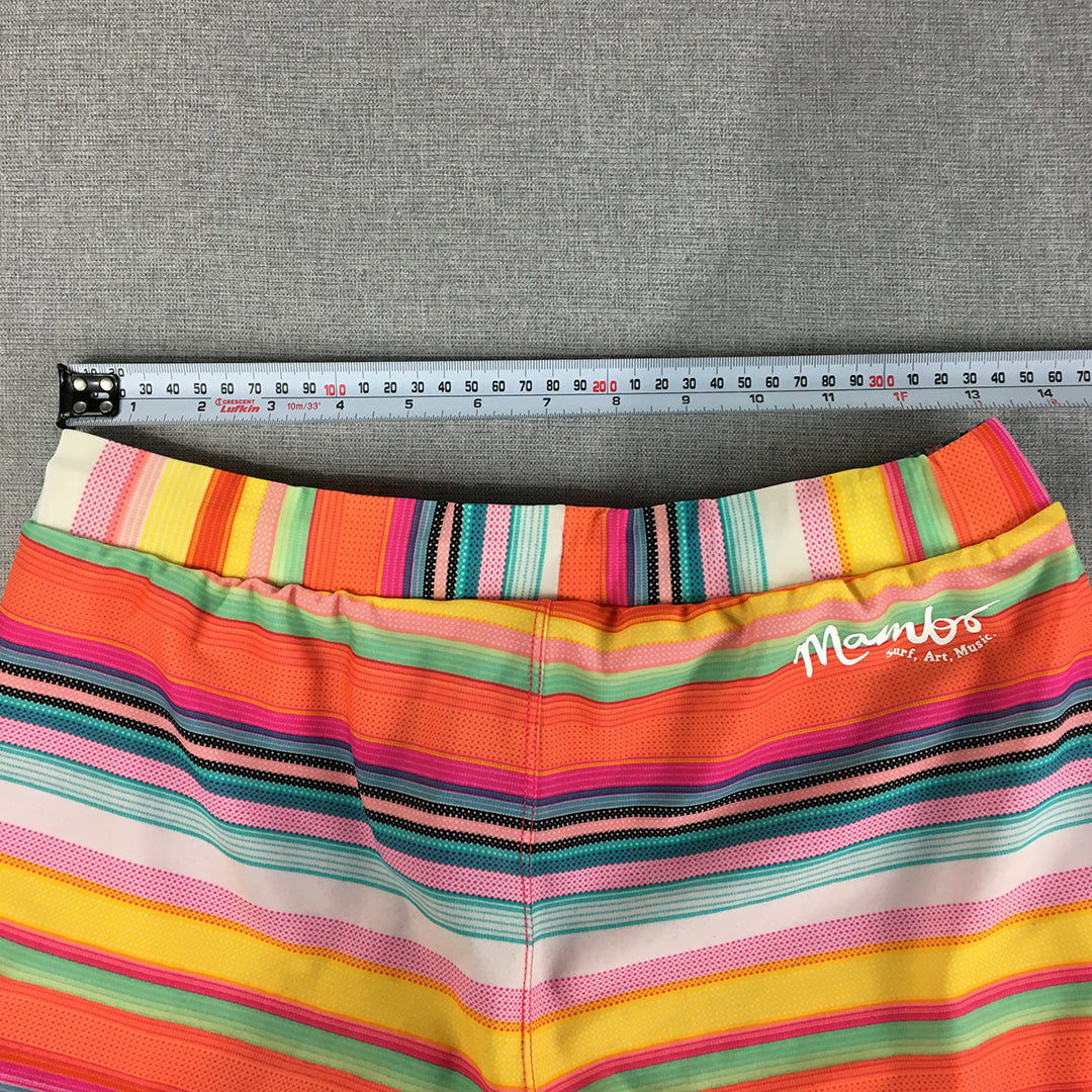 Mambo Kids Girls Beach Shorts Size 16 (Youth XL) Orange Pink Striped Drawstring