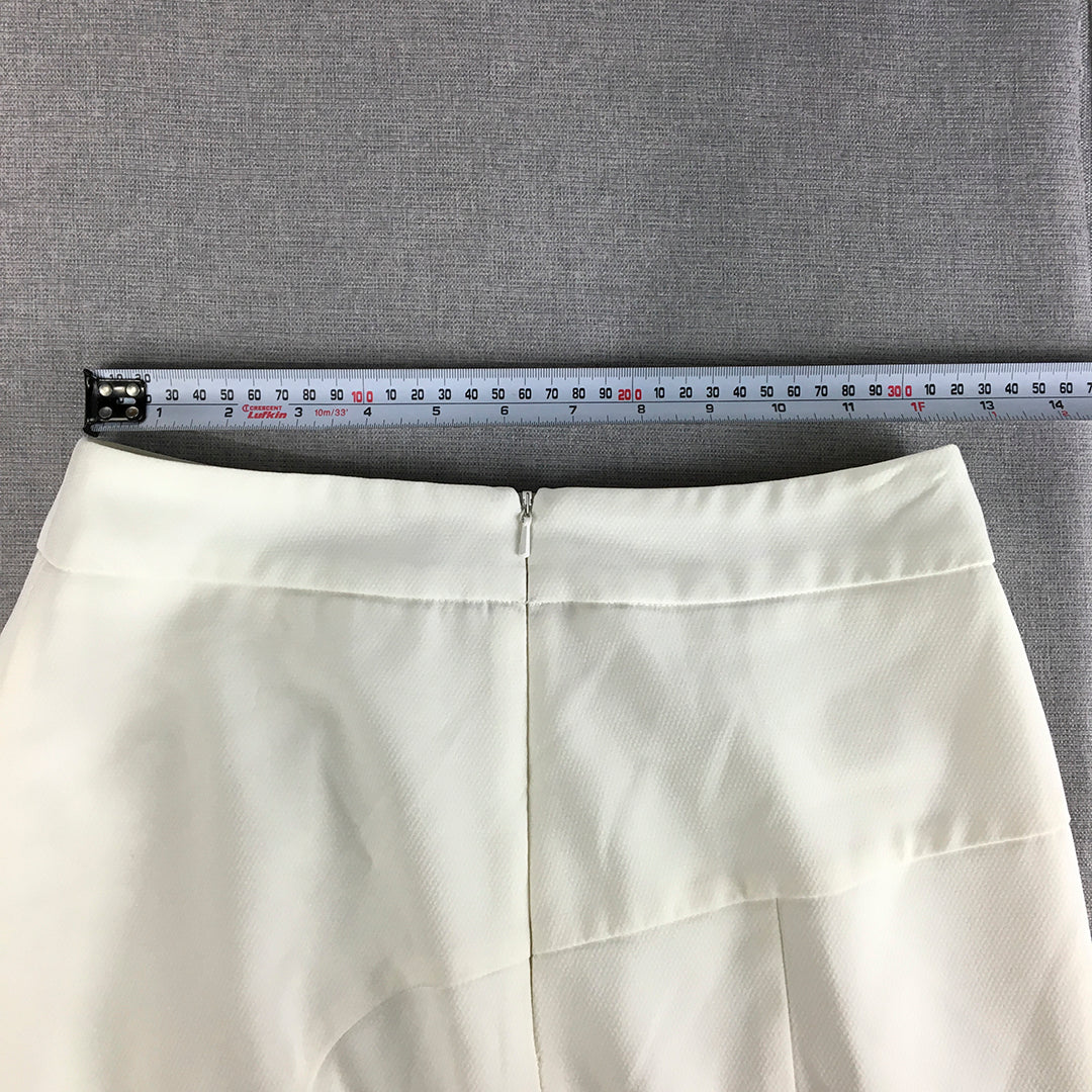 Forcast Womens Midi Skirt Size 8 White Pencil Straight