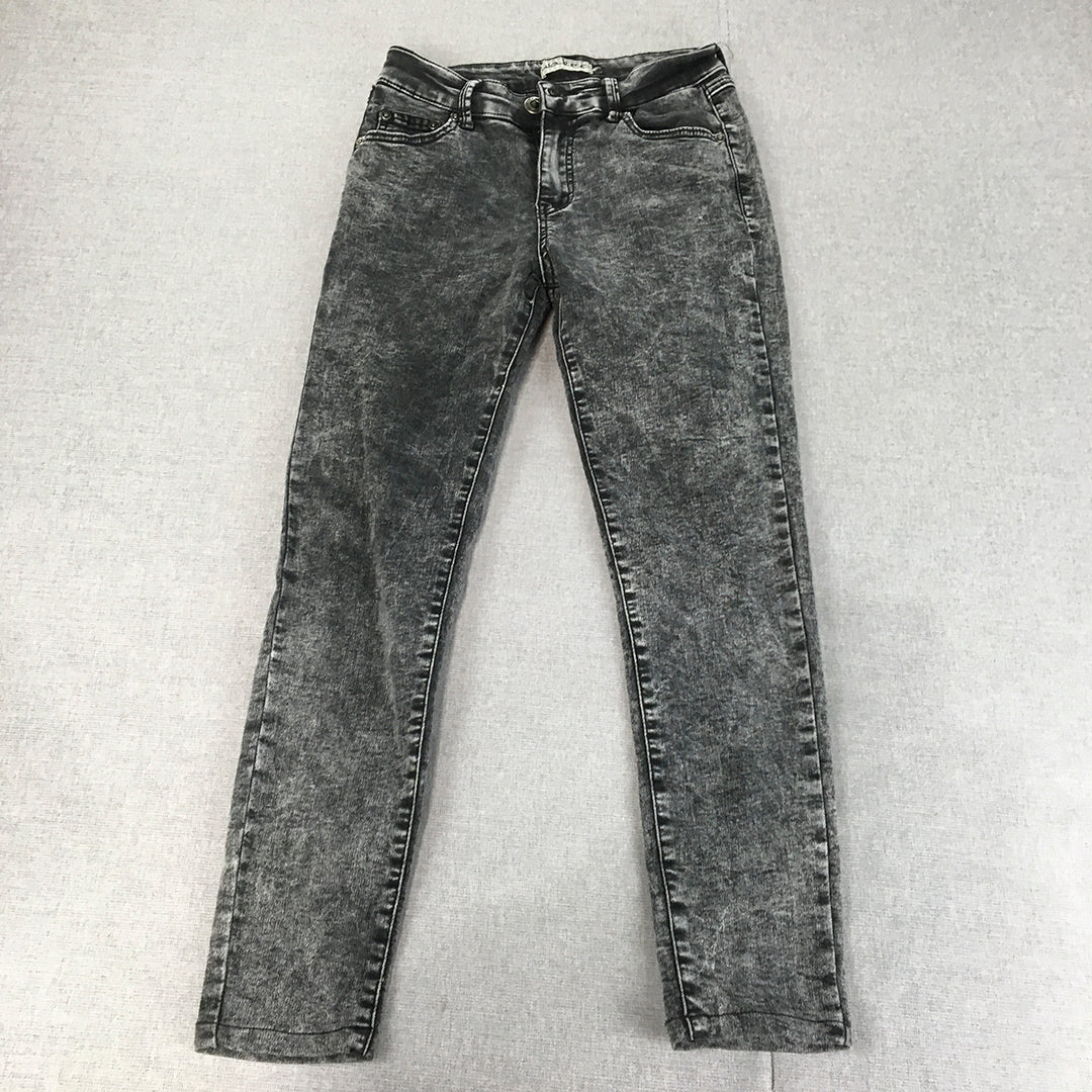 Wakee Denim Womens Acid Wash Jeans Size 6 (W24 x L24) Grey Skinny Denim