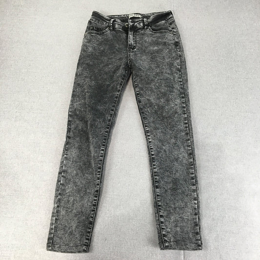 Wakee Denim Womens Acid Wash Jeans Size 6 (W24 x L24) Grey Skinny Denim