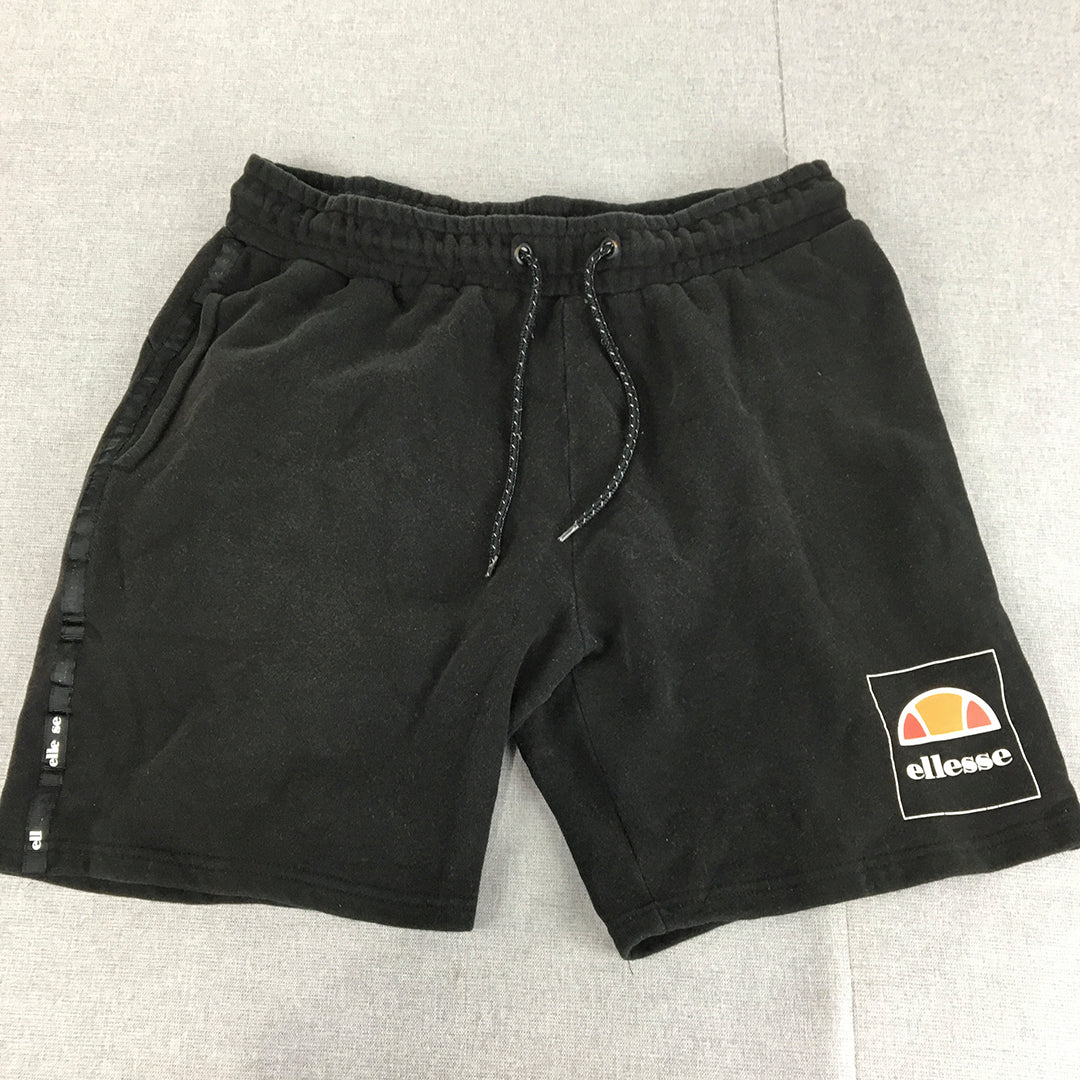 Ellesse Mens Shorts Size M Black Drawstring Logo Pockets