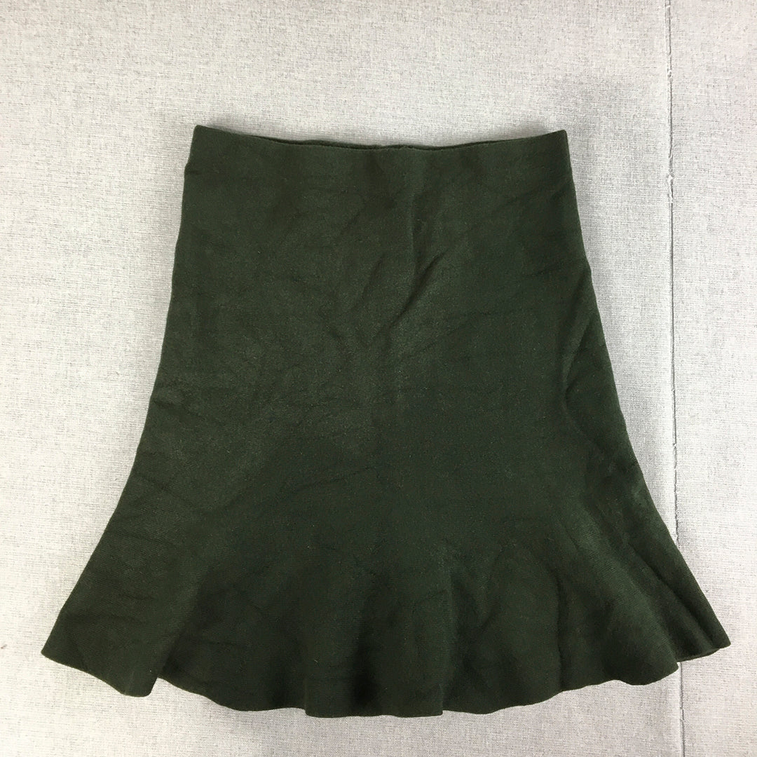 Portmans Womens A-Line Skirt Size S Dark Green Elastic Waist