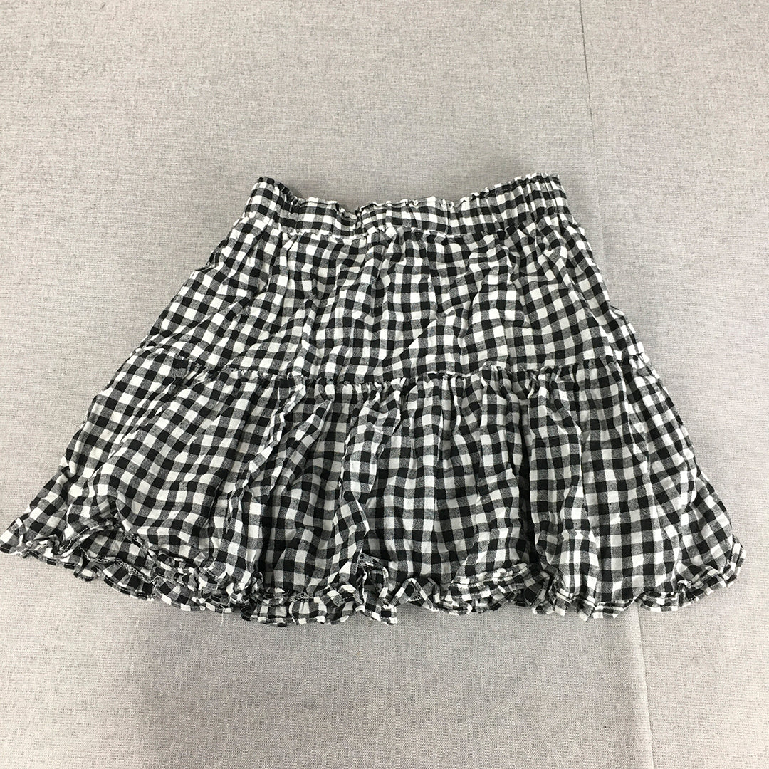 Luck & Trouble Womens Mini Skirt Size 10 Black White Checkered Elastic Waist