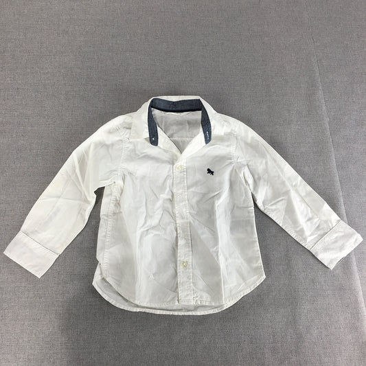 H&M Kids Boys Shirt Size 2 Years White Long Sleeve Button-Up Collared