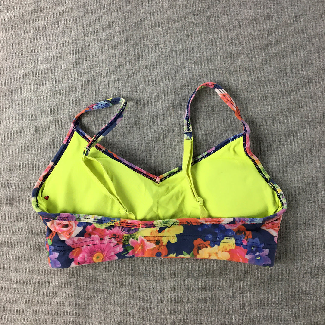 Lorna Jane Womens Sports Bra Size S Green Blue Floral Cropped Top