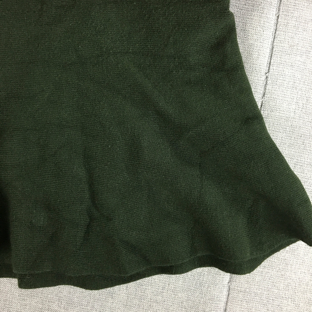 Portmans Womens A-Line Skirt Size S Dark Green Elastic Waist