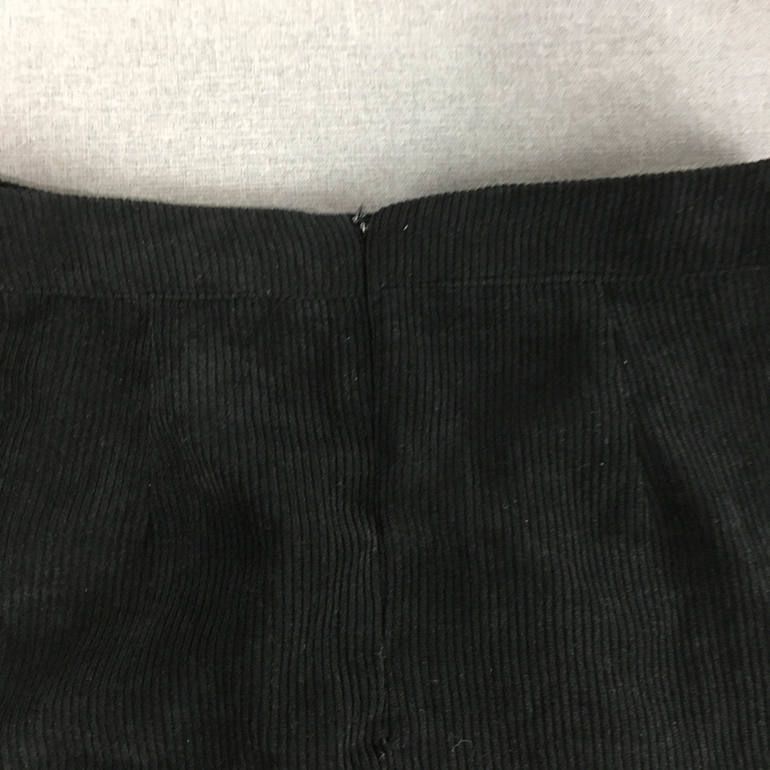 Ally Womens Corduroy Mini Skirt Size 14 Black Back Zip