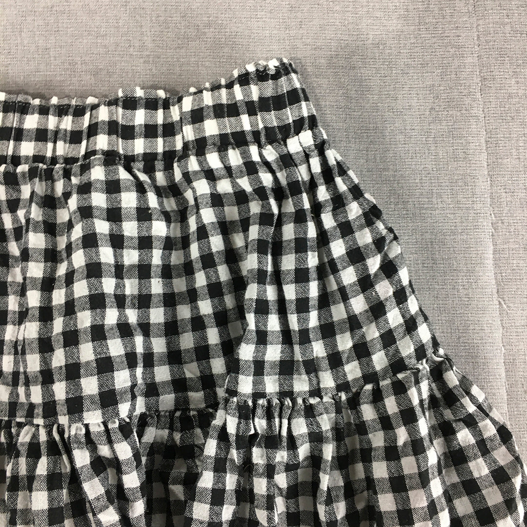 Luck & Trouble Womens Mini Skirt Size 10 Black White Checkered Elastic Waist