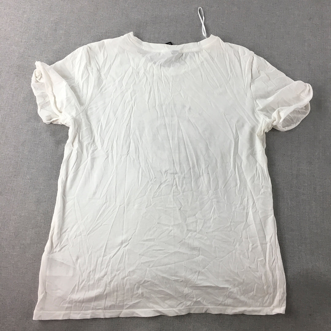 H&M Womens T-Shirt Size S White Short Sleeve Crew Neck Top