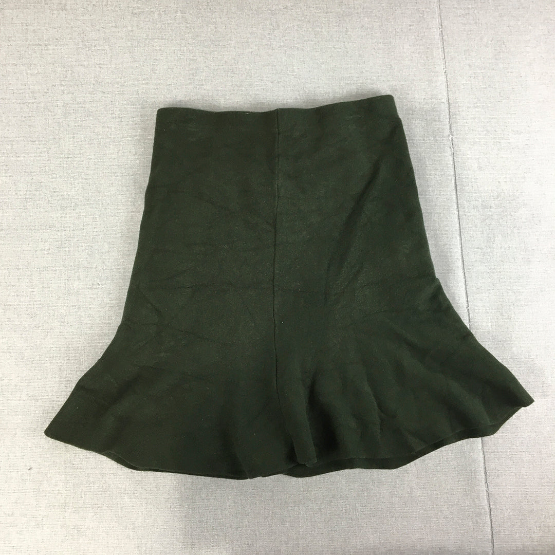 Portmans Womens A-Line Skirt Size S Dark Green Elastic Waist