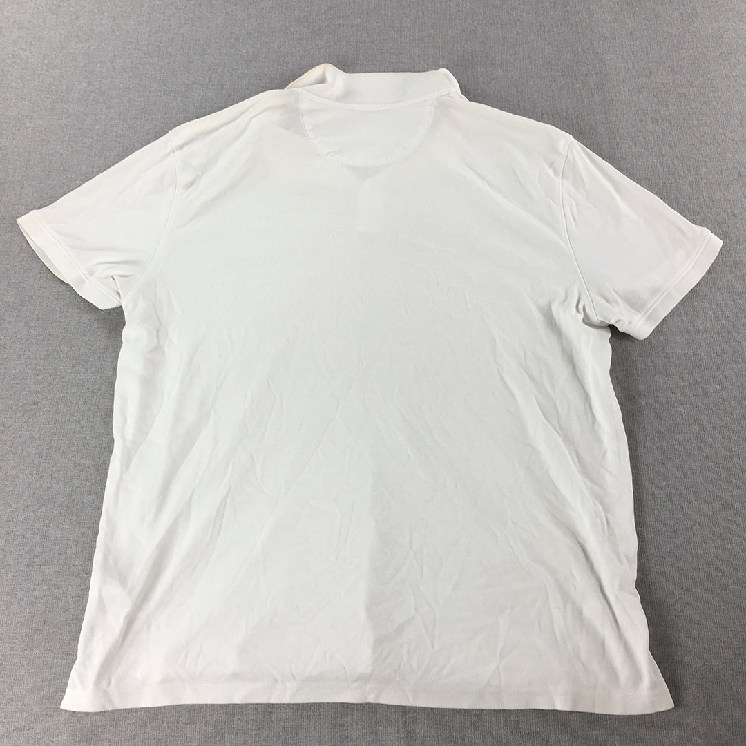 Calvin Klein Mens Polo Shirt Size XL White Collared Short Sleeve Rugby