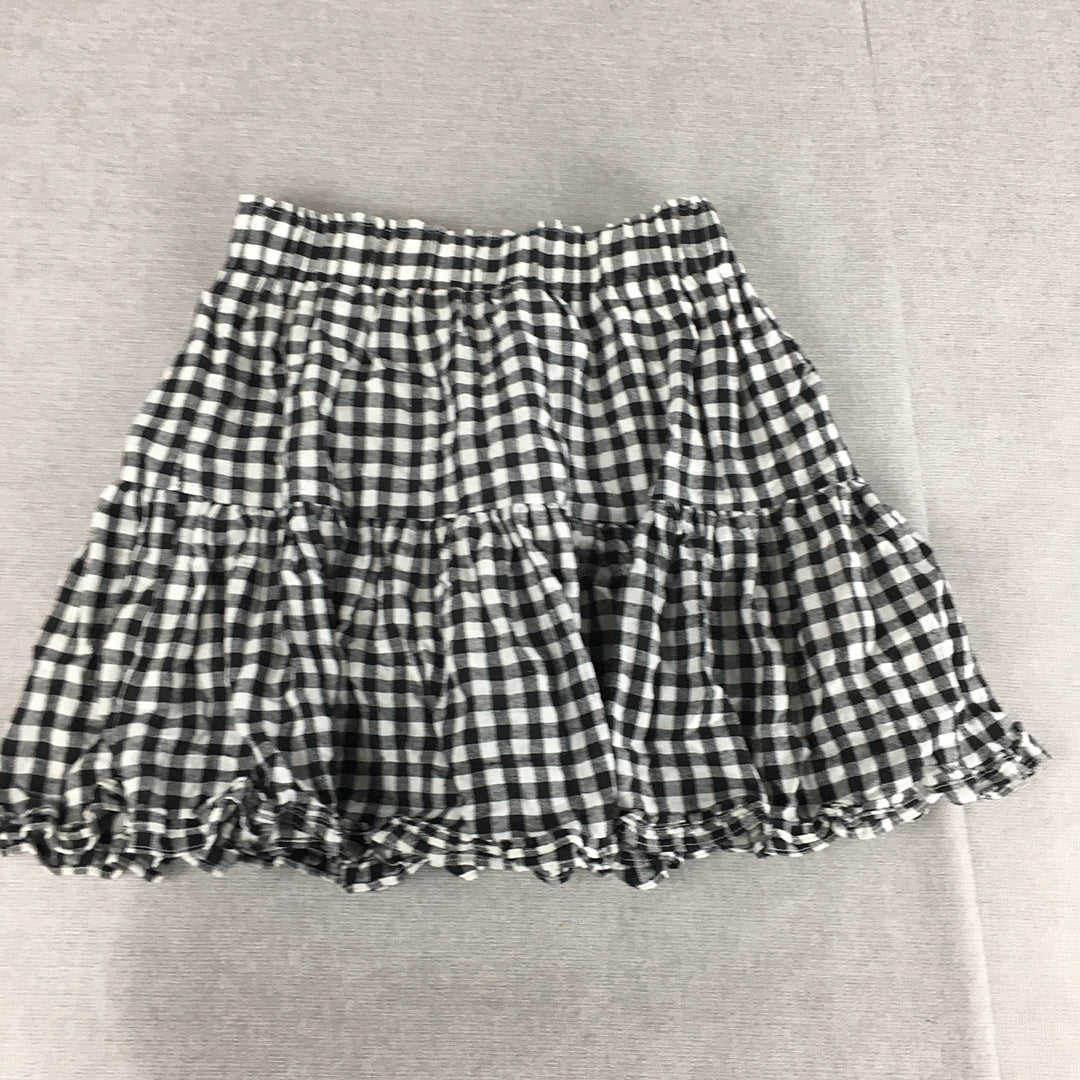 Luck & Trouble Womens Mini Skirt Size 10 Black White Checkered Elastic Waist