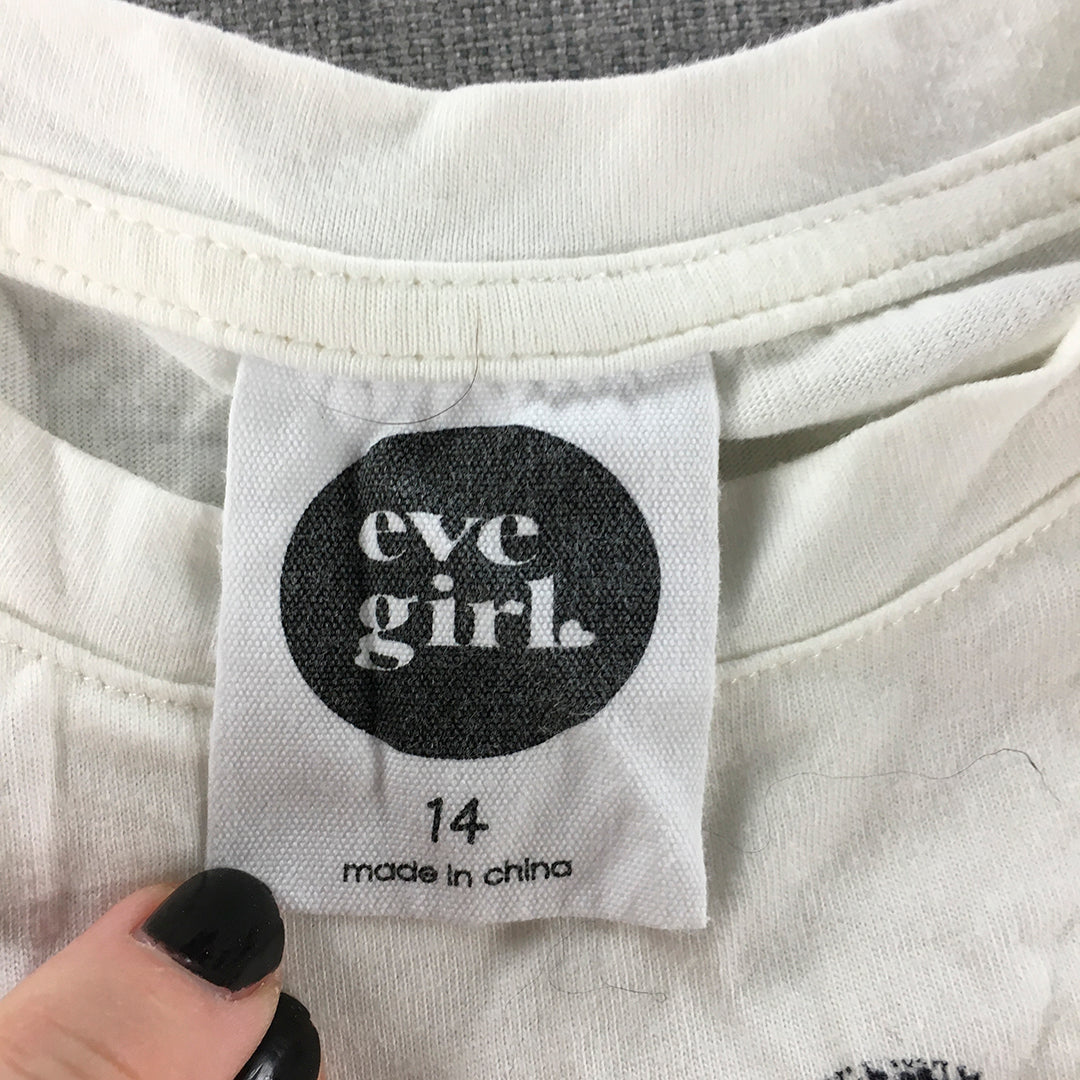 Eve Girl Long Sleeve Shirt Size 14 White Pullover Crew Neck Top