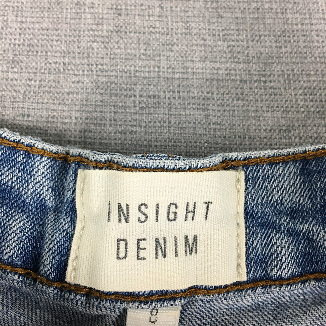 Insight Womens Denim Shorts Size 8 Blue Light Wash Stretch Bermuda