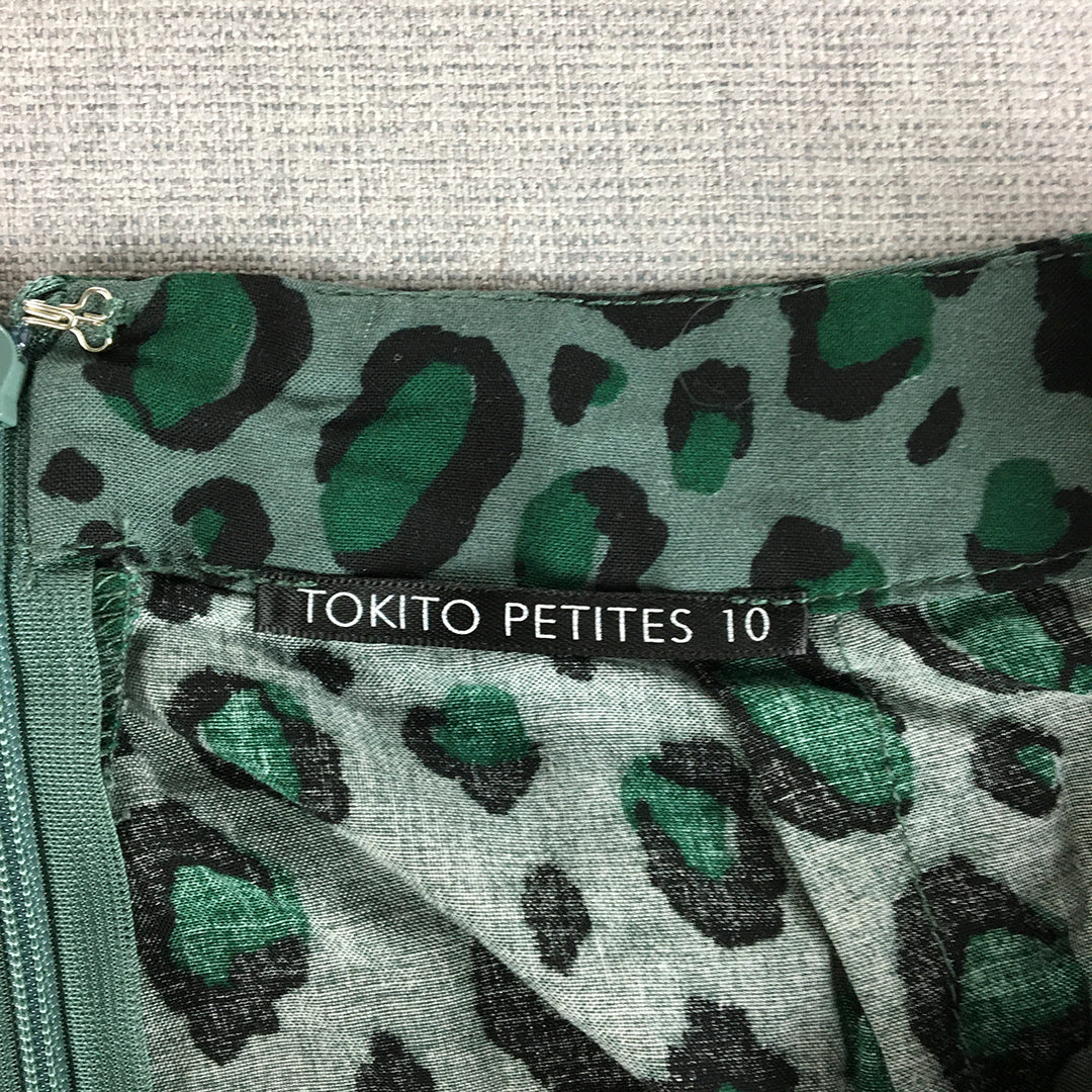 Tokito Petites Womens Mini Skirt Size 10 Green Dot Mini