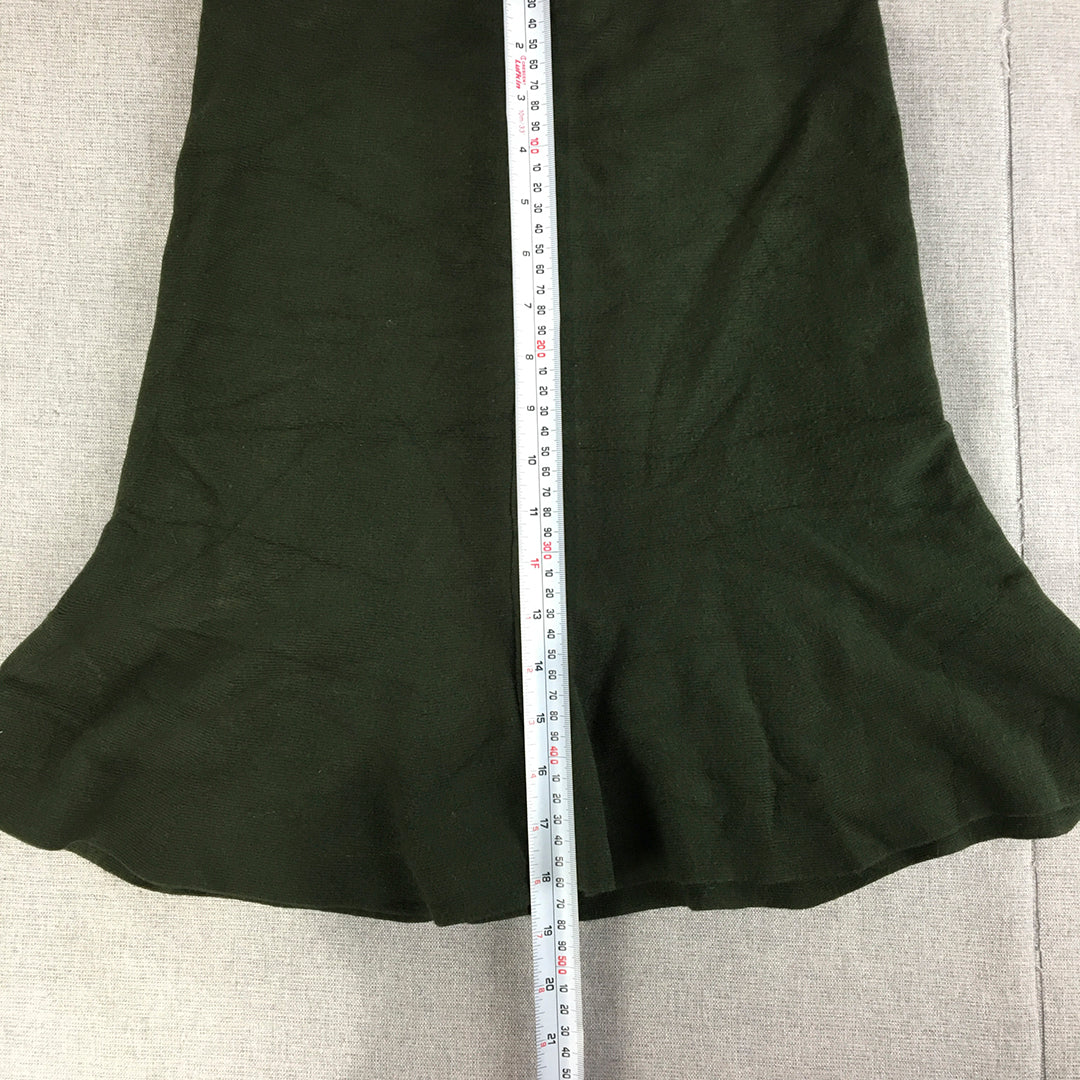 Portmans Womens A-Line Skirt Size S Dark Green Elastic Waist