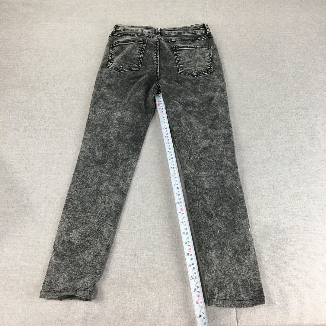 Wakee Denim Womens Acid Wash Jeans Size 6 (W24 x L24) Grey Skinny Denim