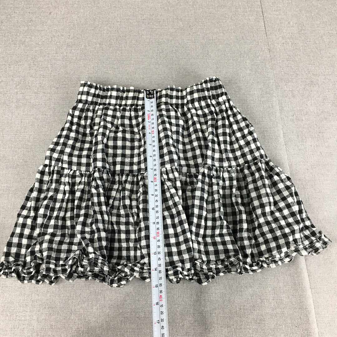 Luck & Trouble Womens Mini Skirt Size 10 Black White Checkered Elastic Waist