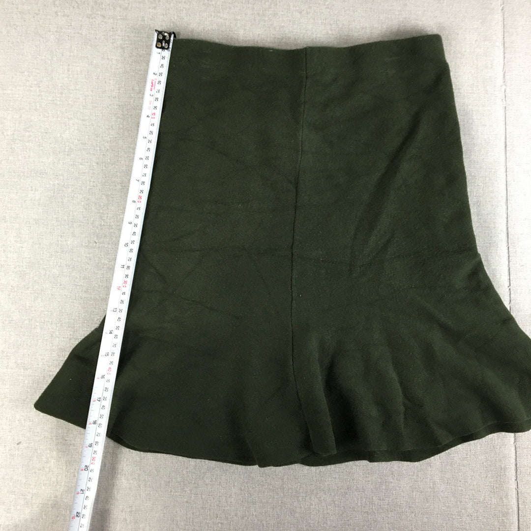 Portmans Womens A-Line Skirt Size S Dark Green Elastic Waist