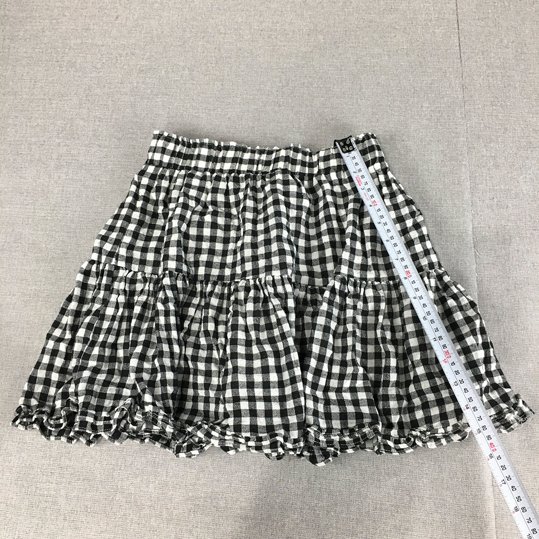 Luck & Trouble Womens Mini Skirt Size 10 Black White Checkered Elastic Waist