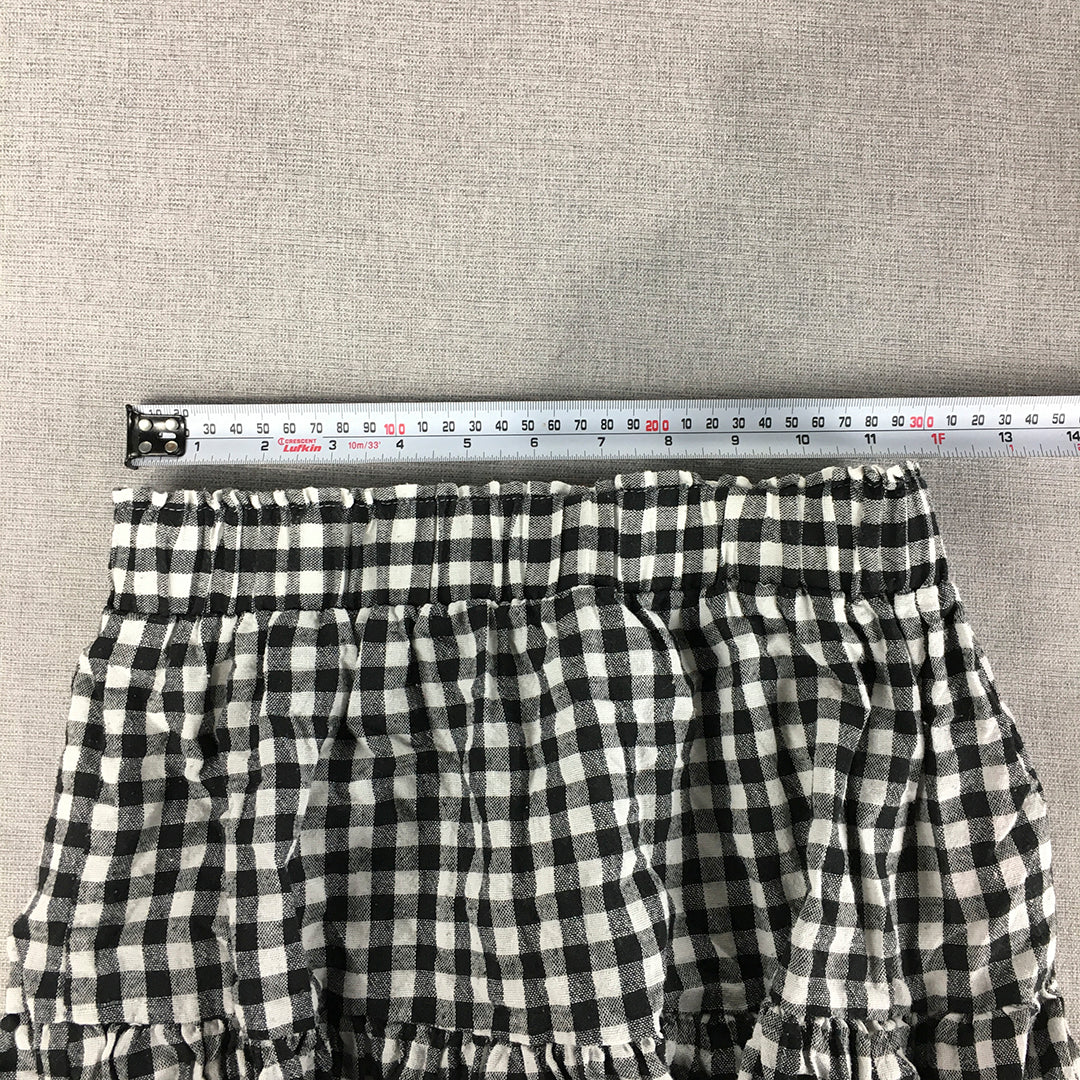 Luck & Trouble Womens Mini Skirt Size 10 Black White Checkered Elastic Waist