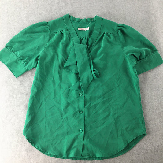 Cocolatte Womens Top Size 12 Green Button-Up Short Sleeve Shirt