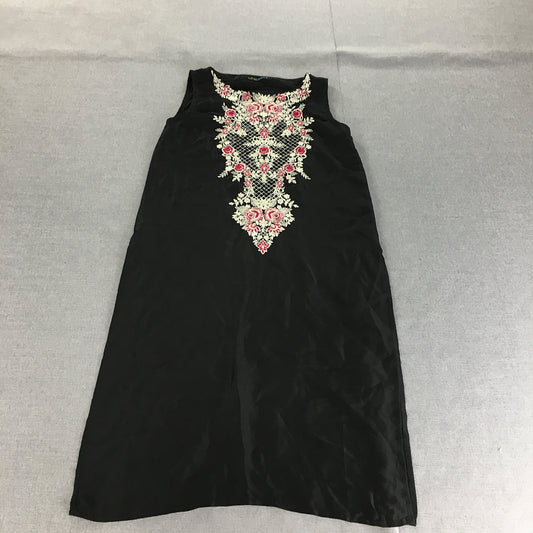 Limelight Womens A-Line Dress Size S Black Floral Lace Embroidered Knee Length