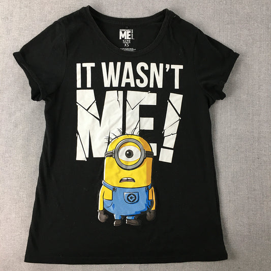 Despicable Me Womens T-Shirt Size XS Black Minion Short Sleeve Top