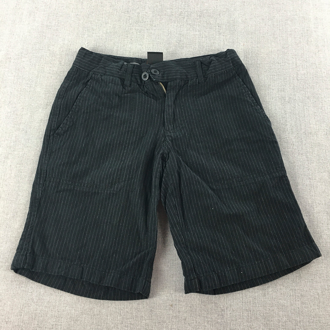 Brooklyn Industries Kids Boys Chino Shorts Size 8 Navy Blue Striped Pockets