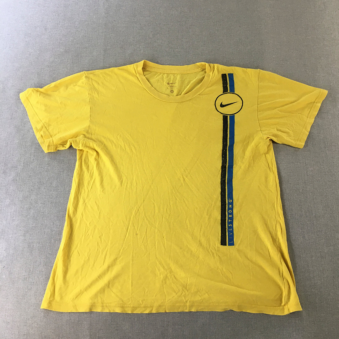 Nike Livestrong Mens T-Shirt Size M Yellow Logo Short Sleeve Tee