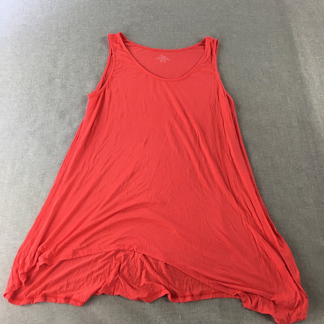 Giordano Womens Tank Top Size XL Red Sleeveless Stretch Fabric Shirt