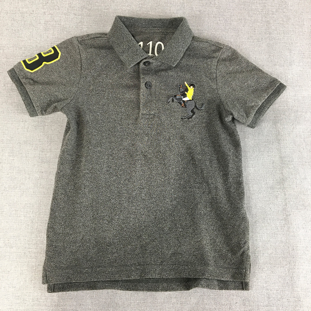 Giordano Mens Polo Shirt Size 4 - 5 Years Grey Logo Collared Short Sleeve Rugby