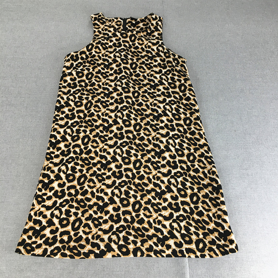 Little Lies Womens A-Line Dress Size 8 Brown Black Cheetah Print Mini