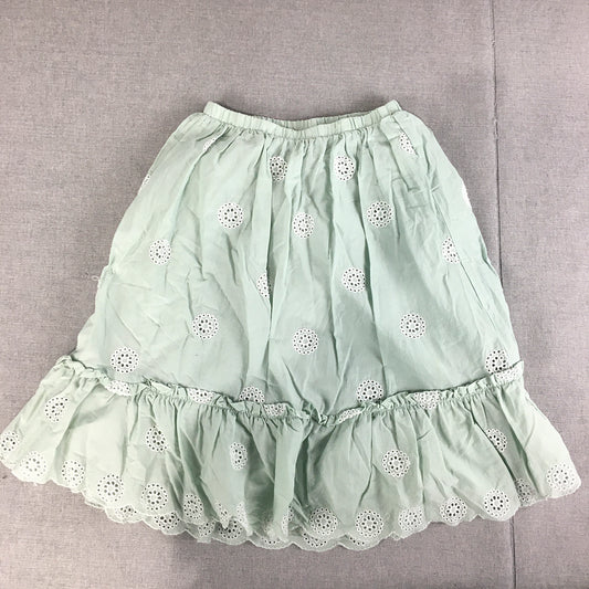 Seed Heritage Girls A-Line Skirt Size 6 Light Green Floral Lace Elastic Waist