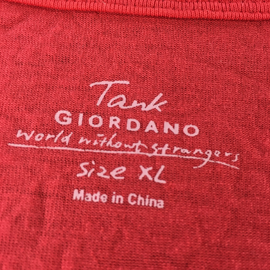 Giordano Womens Tank Top Size XL Red Sleeveless Stretch Fabric Shirt