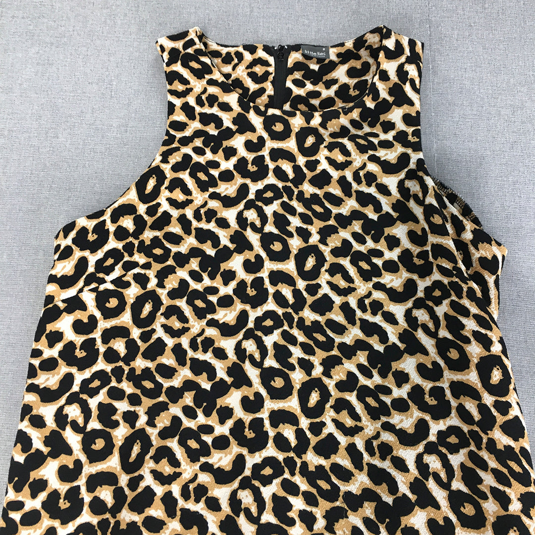 Little Lies Womens A-Line Dress Size 8 Brown Black Cheetah Print Mini