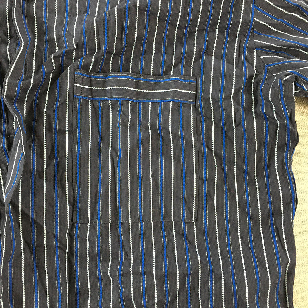 Sahara Womens Shirt Size XL Blue Striped Collared Short Sleeve Button-Up